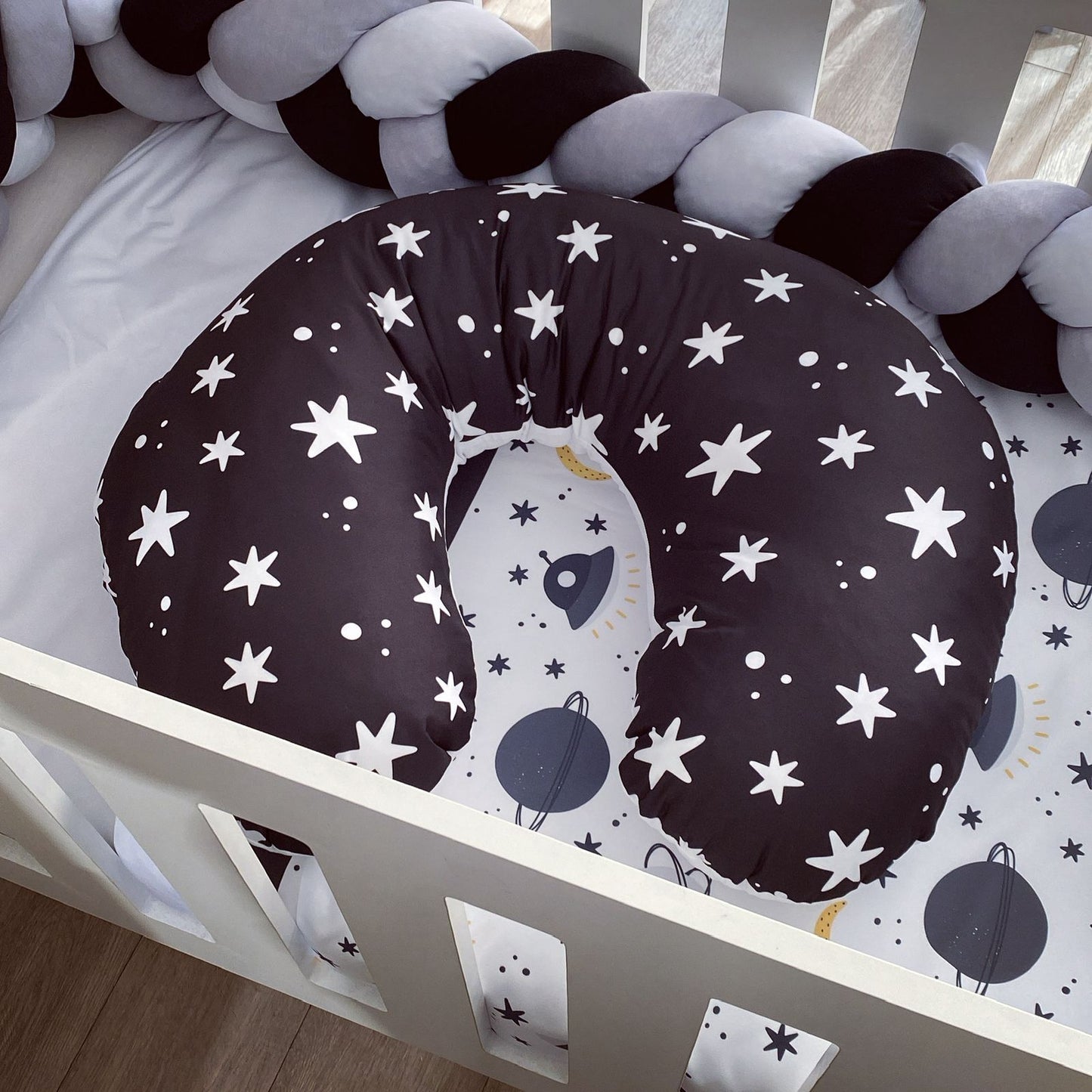 Cot Bedding - Black Space Set 02