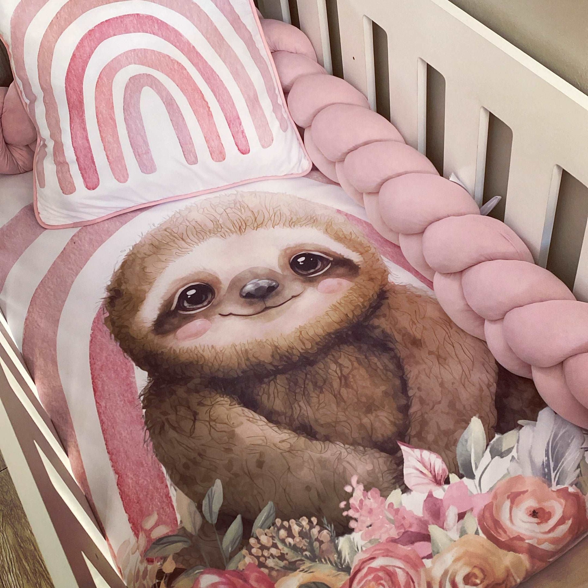 Cot Bedding - Pink Sloth Set 01