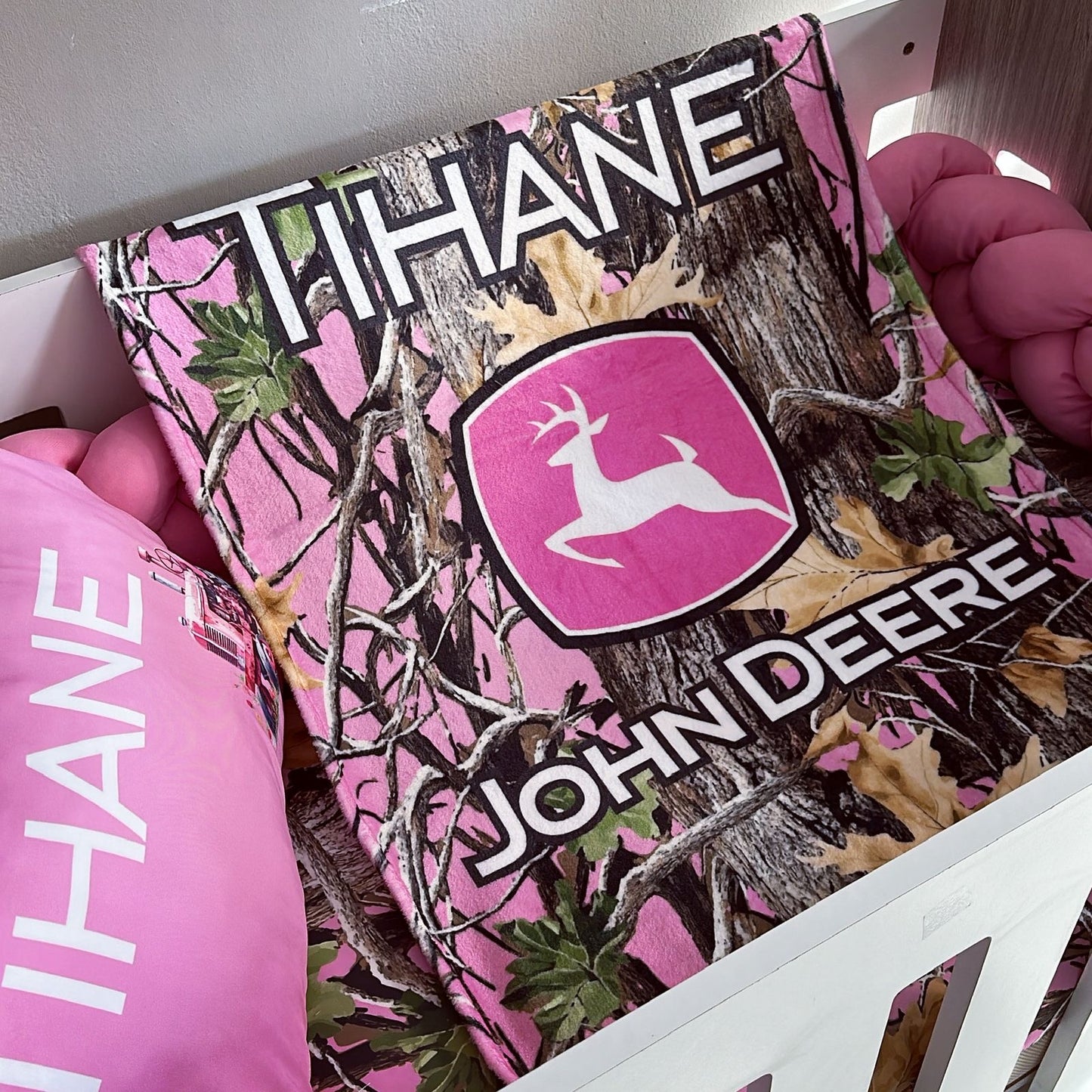 Cot Bedding - Pink John Deere Set 01