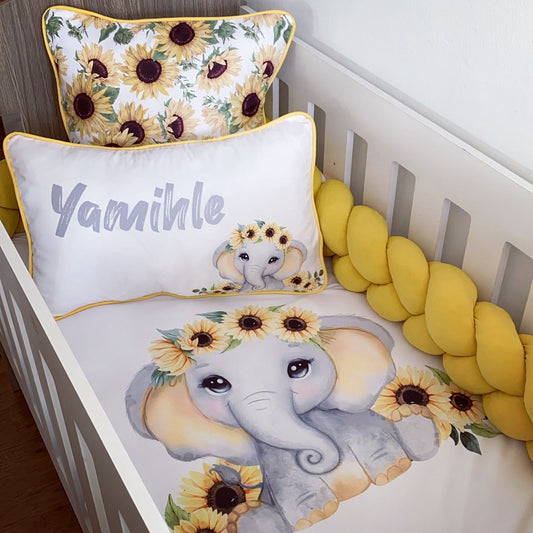 Cot Bedding - Yellow Elephant Set 01