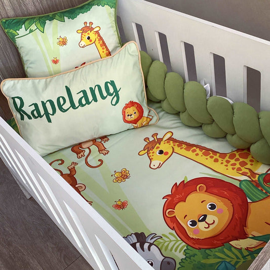 Cot Bedding - Green Jungle Safari Set 01