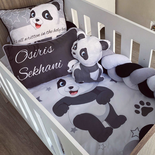 Cot Bedding - Black Panda Set 01