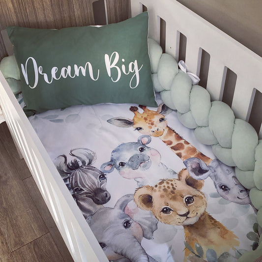 Cot Bedding - Sage Safari Set 01