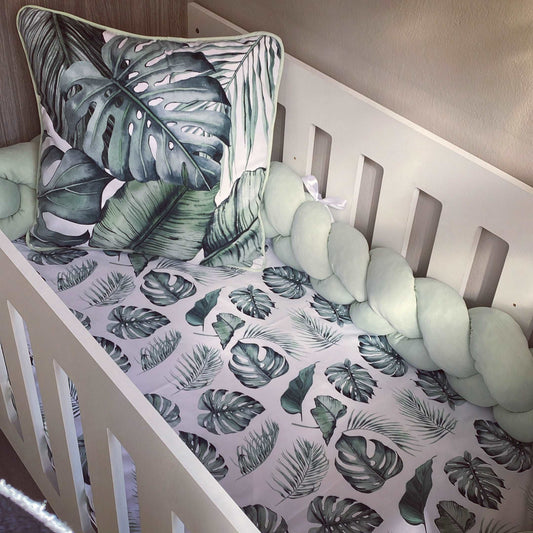 Cot Bedding - Emerald Green Leaf Set 01