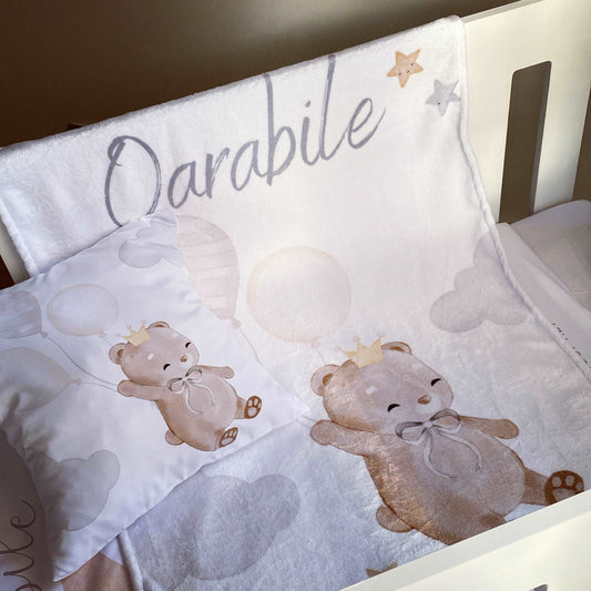 Cot Bedding - Grey Stone Bear Set 01