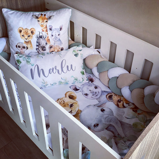 Cot Bedding - Sage Safari Set 02