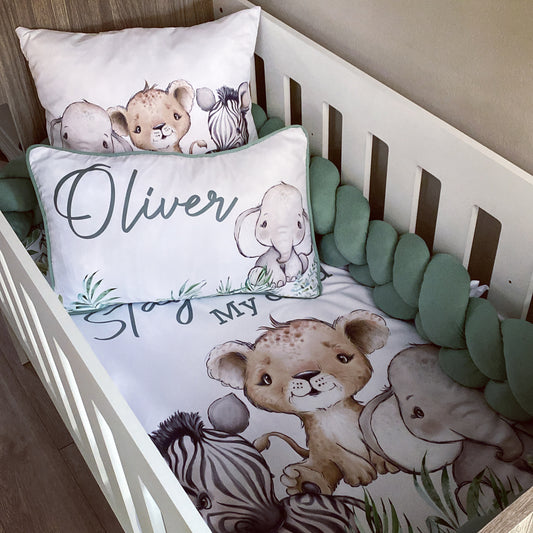 Cot Bedding - Sage Safari Set 04