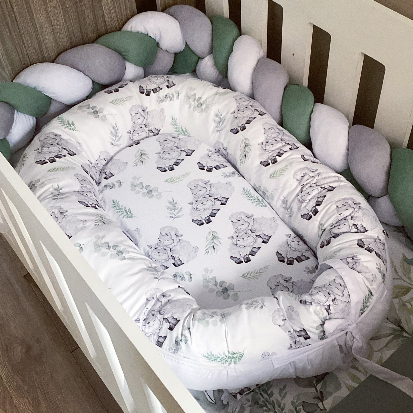 Cot Bedding - Sage Sheep Set 01