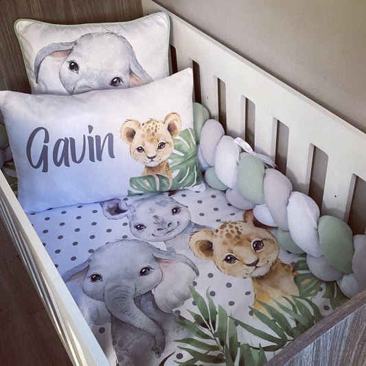 Cot Bedding - Sage Safari Set 05