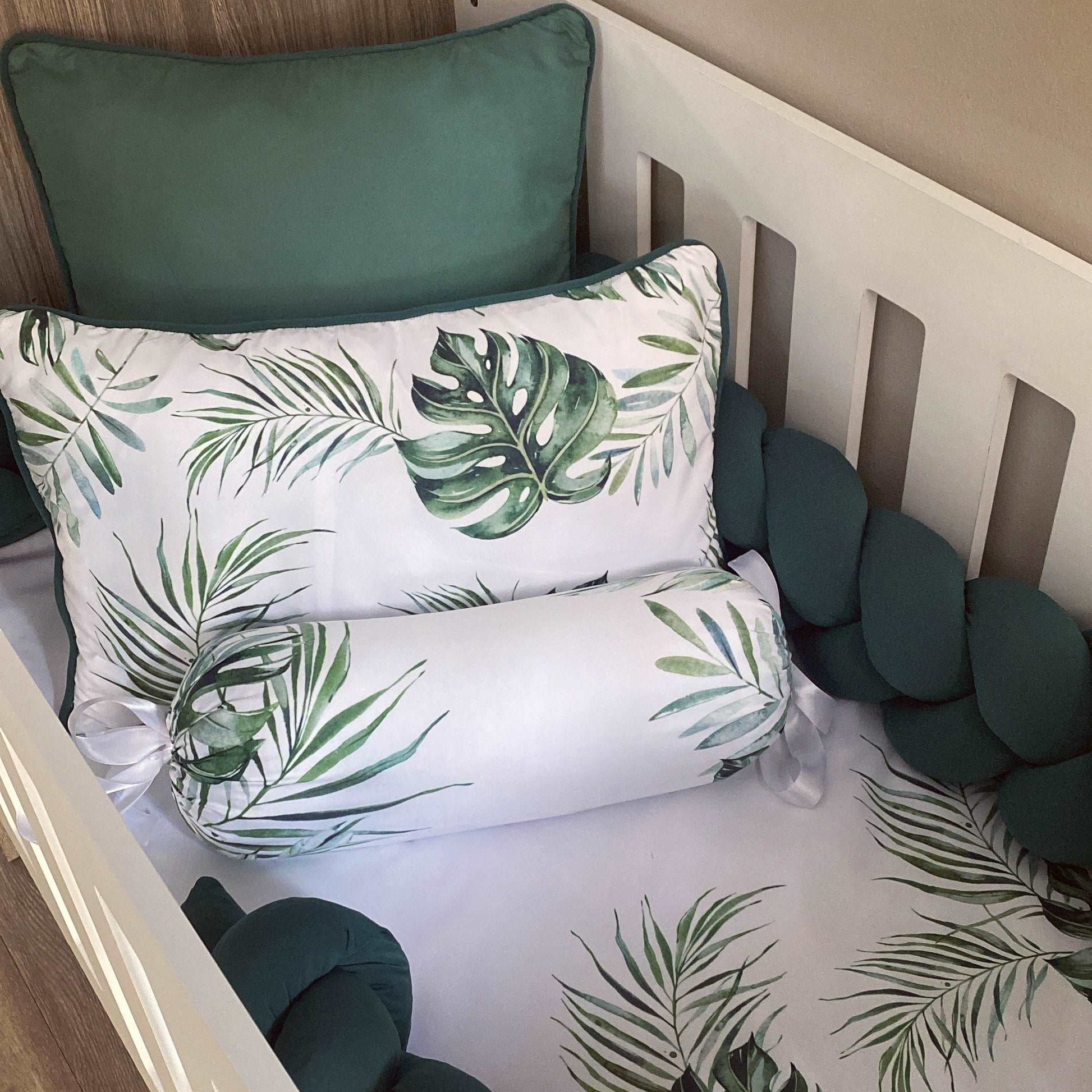 Cot Bedding - Emerald Green Leaf Set 02