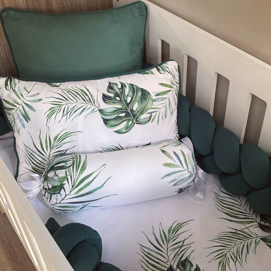 Cot Bedding - Emerald Green Leaf Set 02