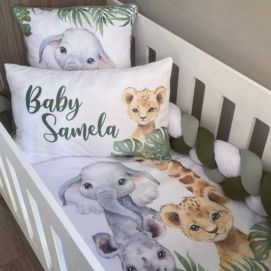 Cot Bedding - Sage Safari Set 06