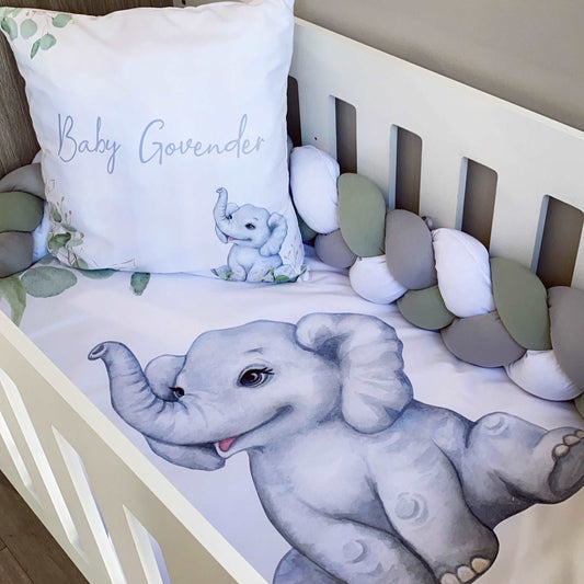 Cot Bedding - Sage Elephant Set 01