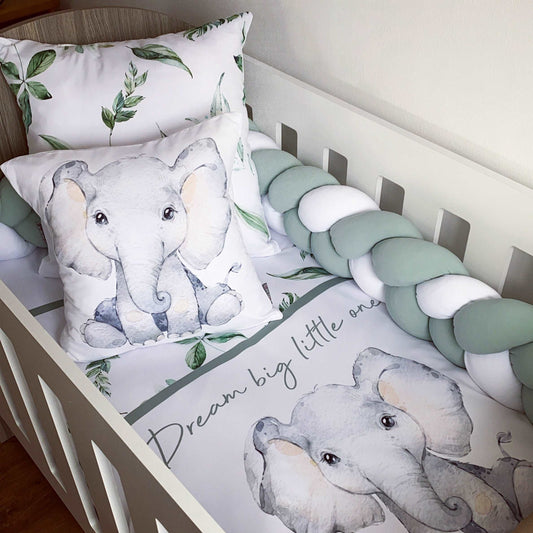 Cot Bedding - Sage Elephant Set 02