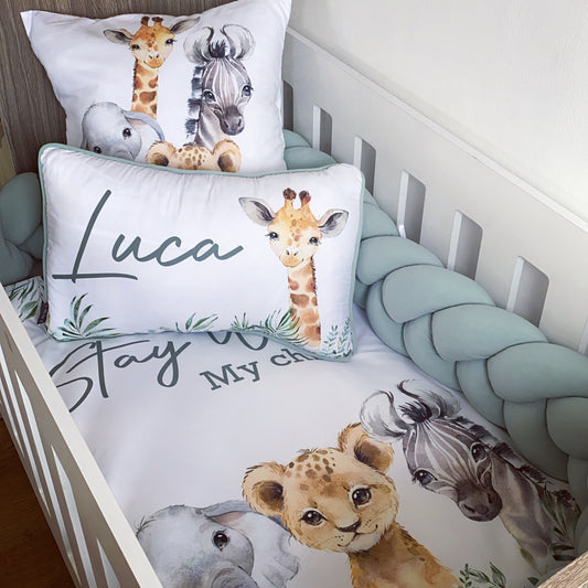 Cot Bedding - Sage Safari Set 08