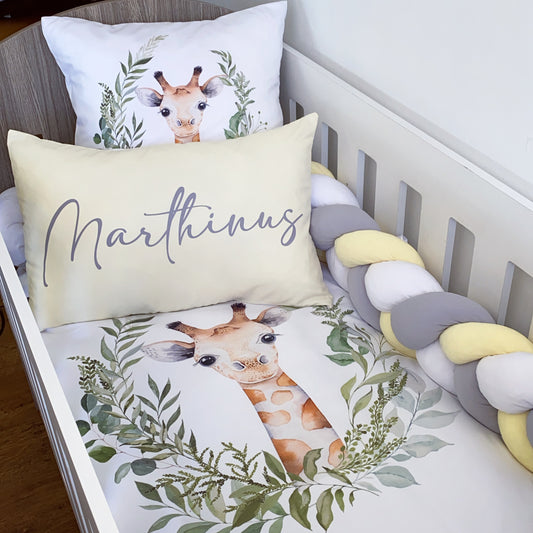 Cot Bedding - Yellow Grey Giraffe Set 02