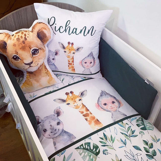 Cot Bedding - Emerald Green Safari Set 01