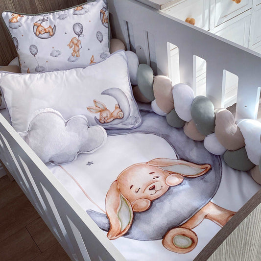Cot Bedding - Grey Bunny Set 01