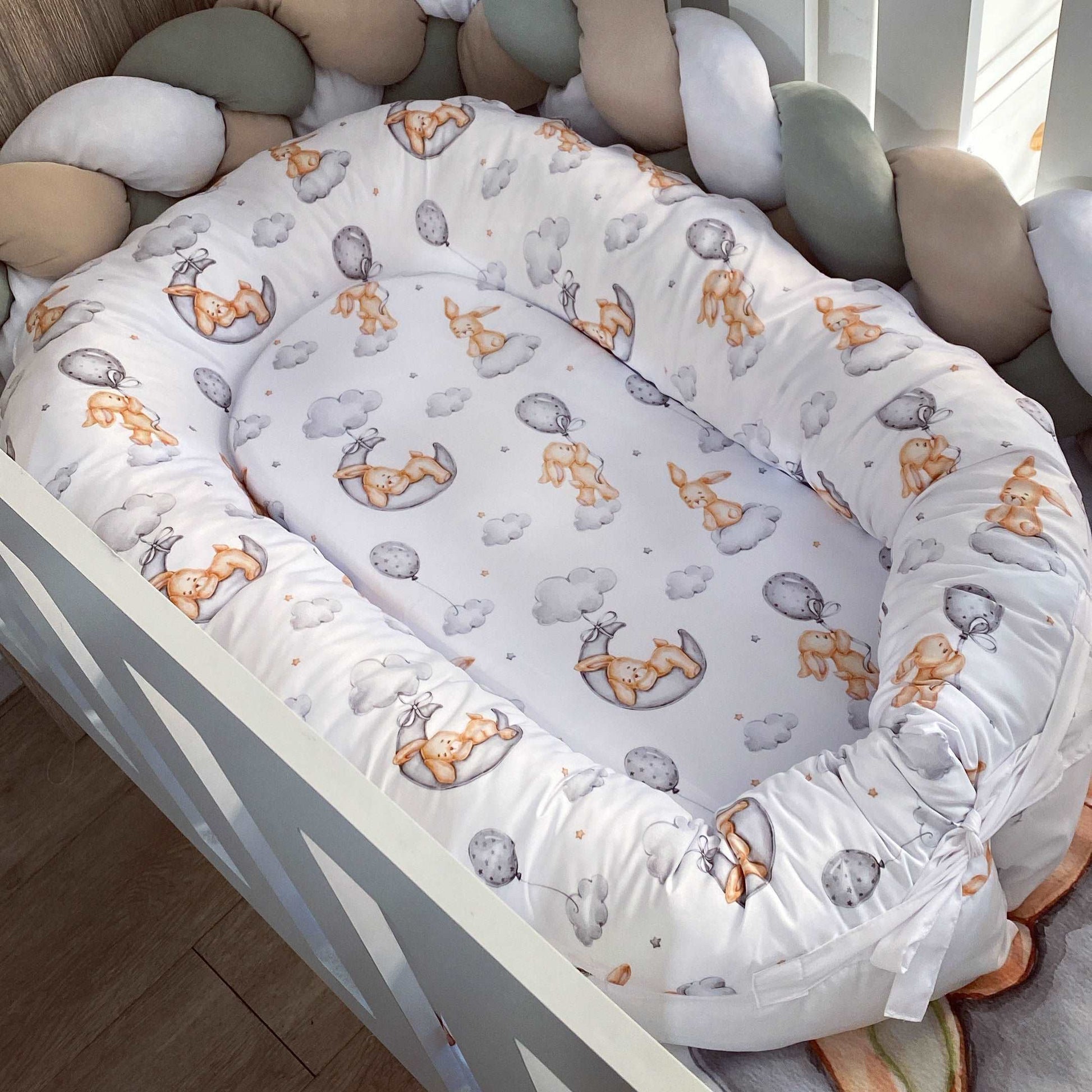 Cot Bedding - Grey Bunny Set 01