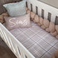 Cot Bedding - Stone Gingham Set 01
