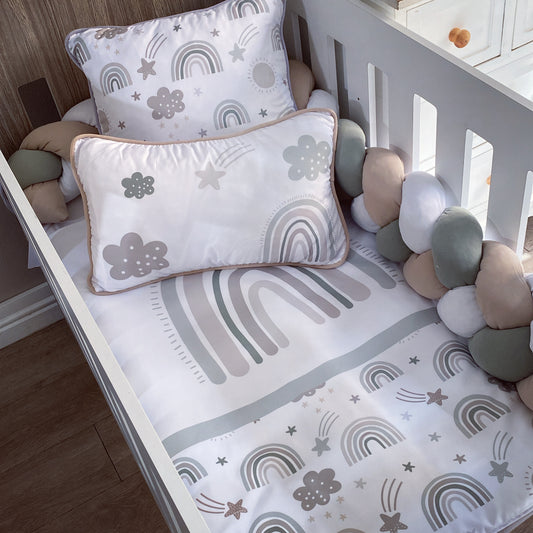 Cot Bedding - Sage Rainbow Set 01