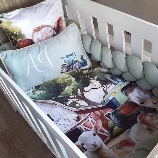 Cot Bedding - On the Farm Sage Set 01