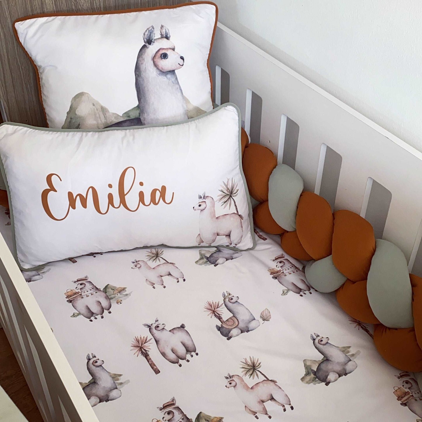 Cot Bedding - Mustard Llama Set 01