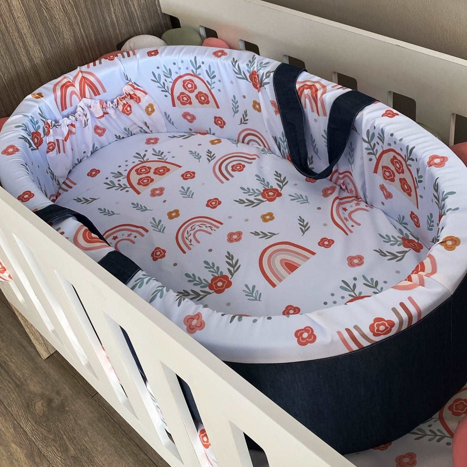 Carry Cot - Coral Rainbow 01