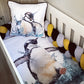 Cot Bedding - Black Yellow Penguin Set 01