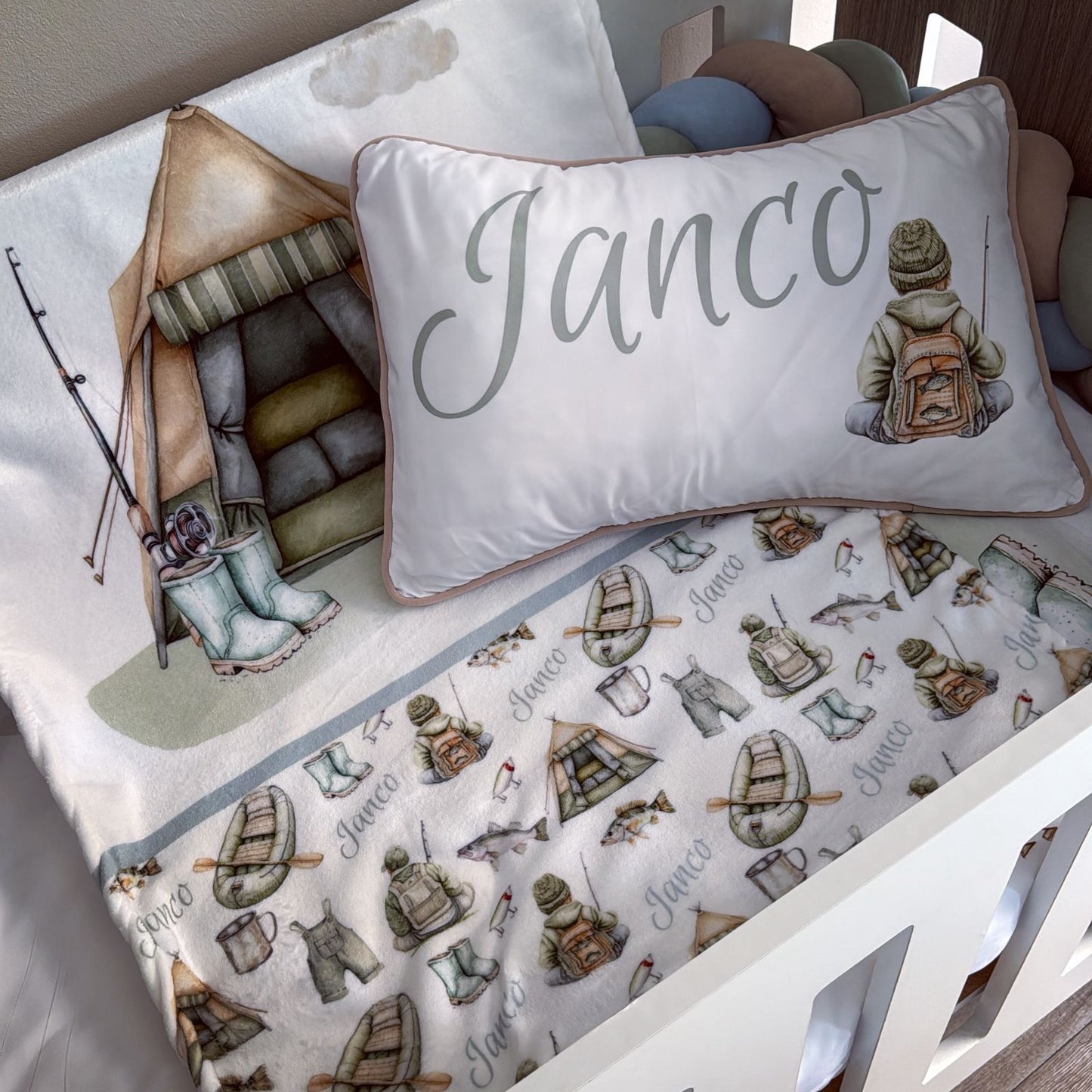 Cot Bedding - Blue Fishing Set 02