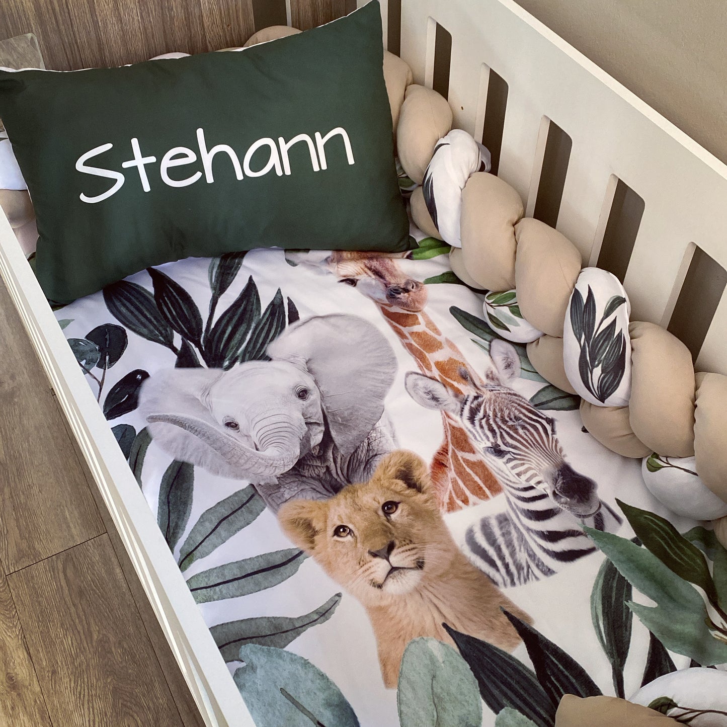 Cot Bedding - Green Safari Set 01