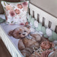 Cot Bedding - Sage Floral Bear Set 02