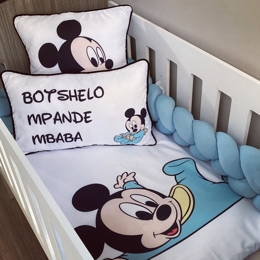 Cot Bedding - Blue Mickey Mouse Set 04