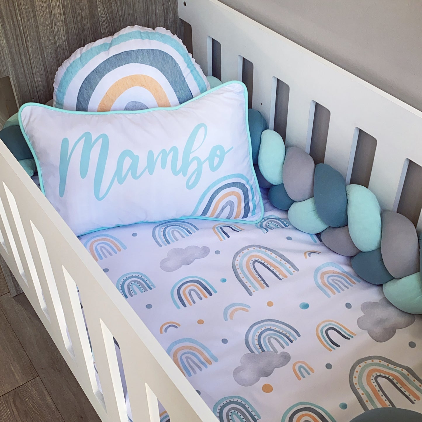 Cot Bedding - Blue Rainbow 05