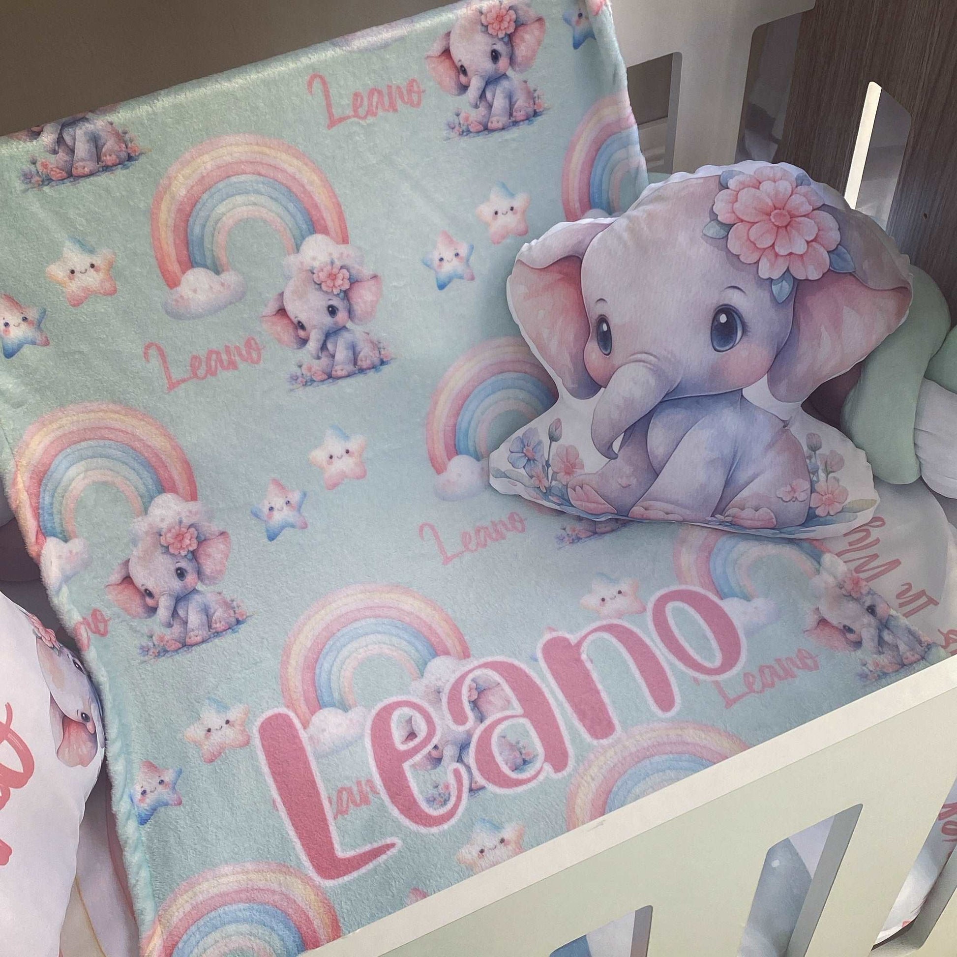 Cot Bedding - Rainbow Elephant Set 01