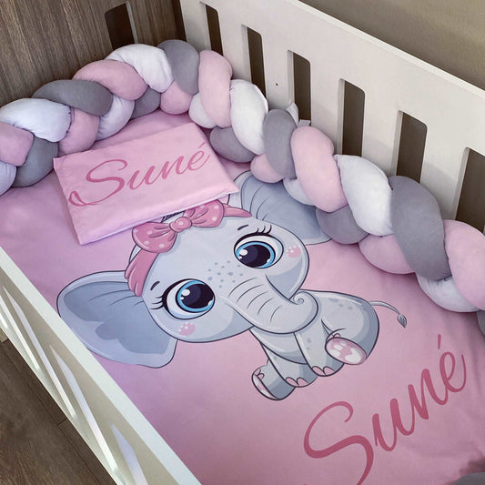 Cot Bedding - Grey Elephant Set 01