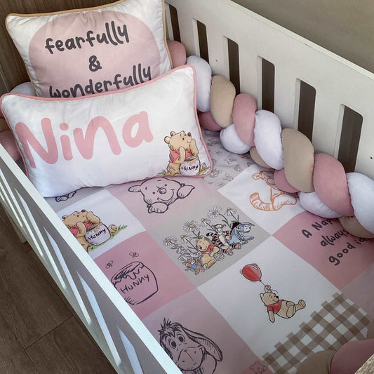 Cot Bedding - Pink Winnie the Pooh Set 01