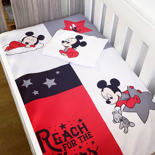 Cot Bedding - Red Mickey Mouse Set 02
