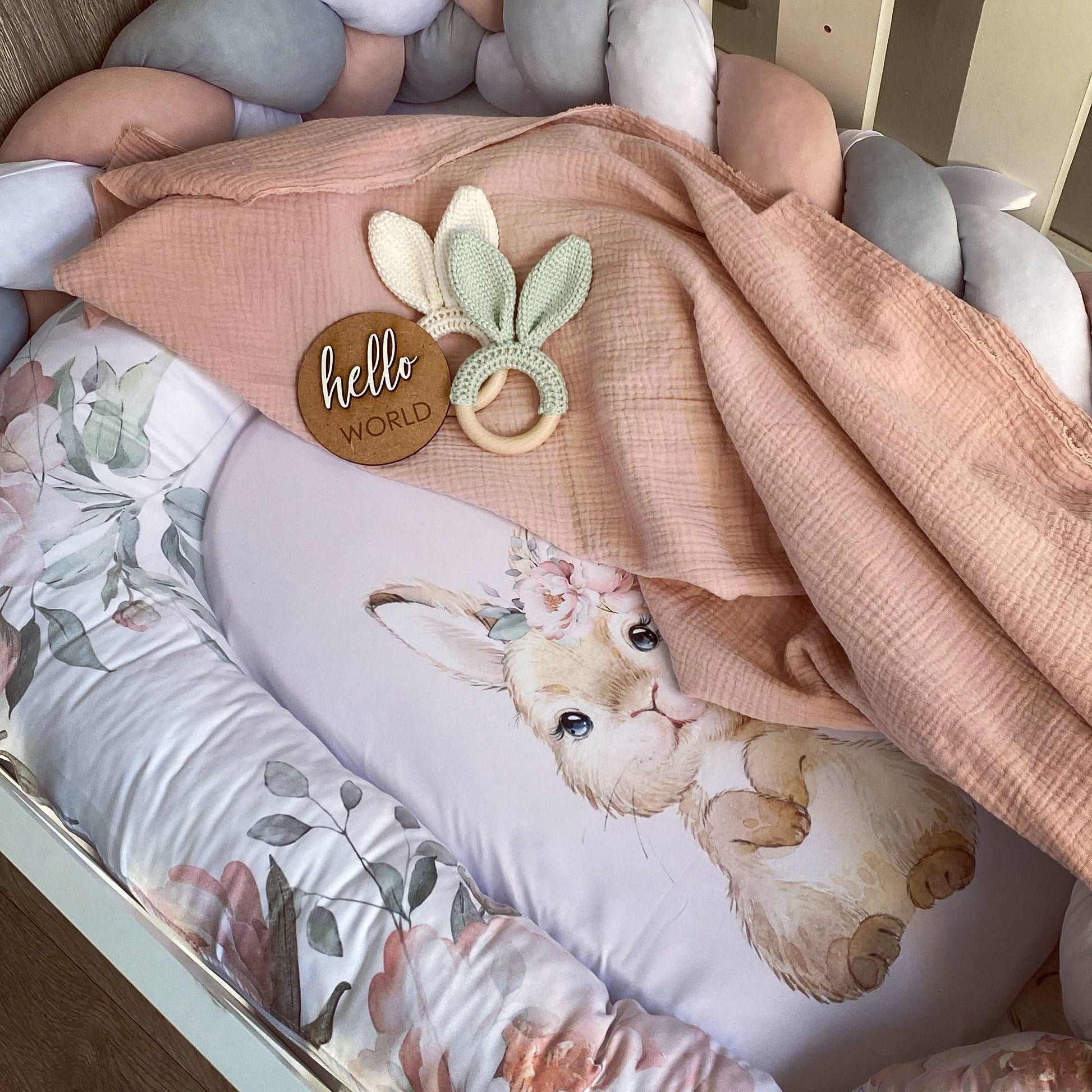 Cot Bedding - Grey Bunny Set 02