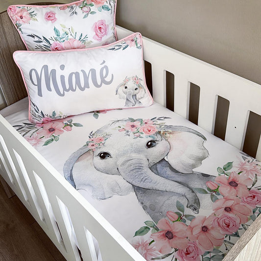 Cot Bedding - Pink Elephant Set 11