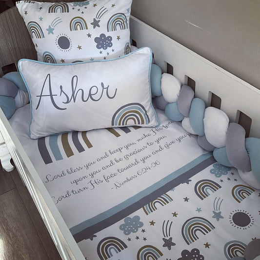 Cot Bedding - Blue Rainbow 04