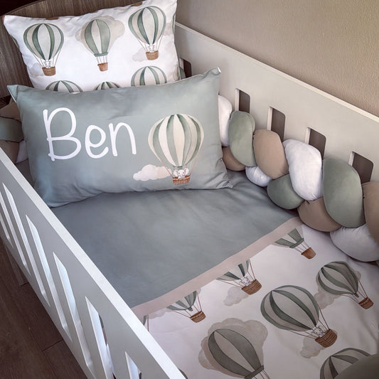 Cot Bedding - Sage Elephant Balloon Set 01