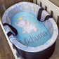 Cot Bedding - Blue Black Elephant Set 01