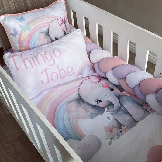 Cot Bedding - Rainbow Elephant Set 02