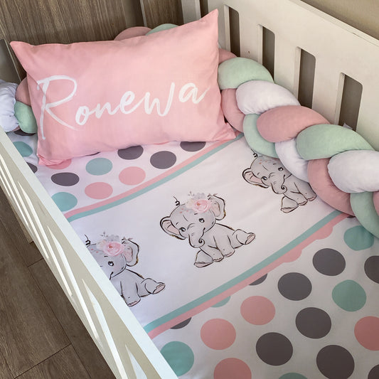 Cot Bedding - Pink Elephant Set 24