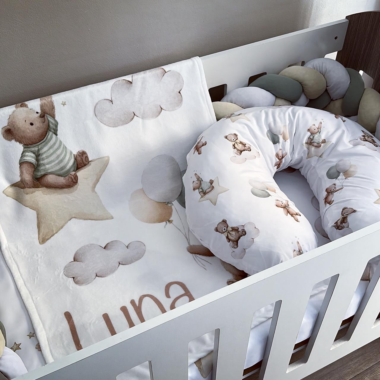 Cot Bedding - Sage Bear Set 02