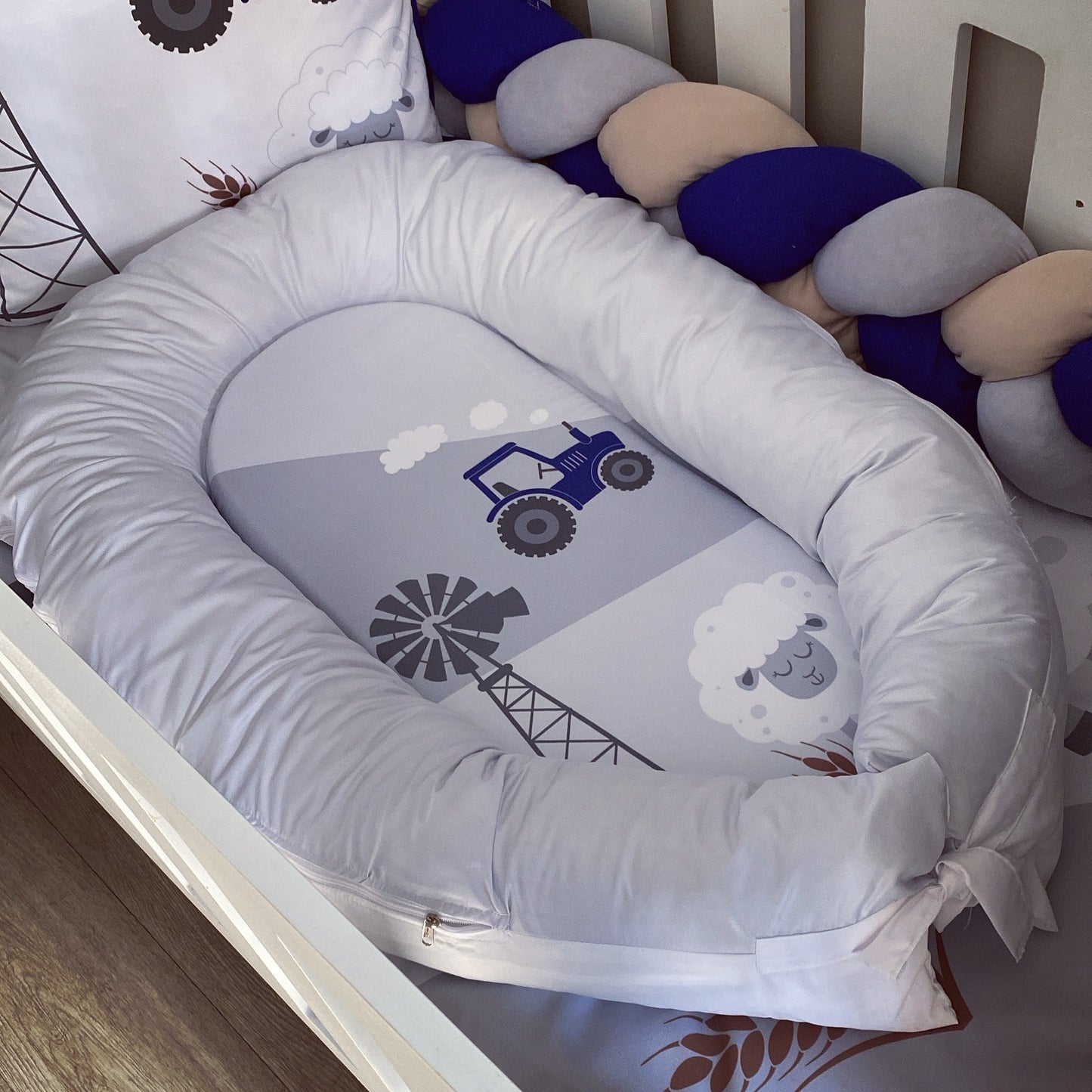 Cot Bedding - Navy Farm Set 01