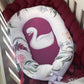 Cot Bedding - Maroon Swan Set 01