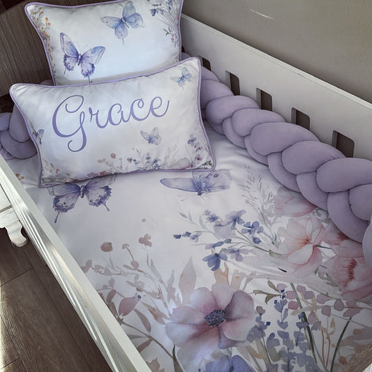 Cot Bedding - Purple Butterfly Set 03