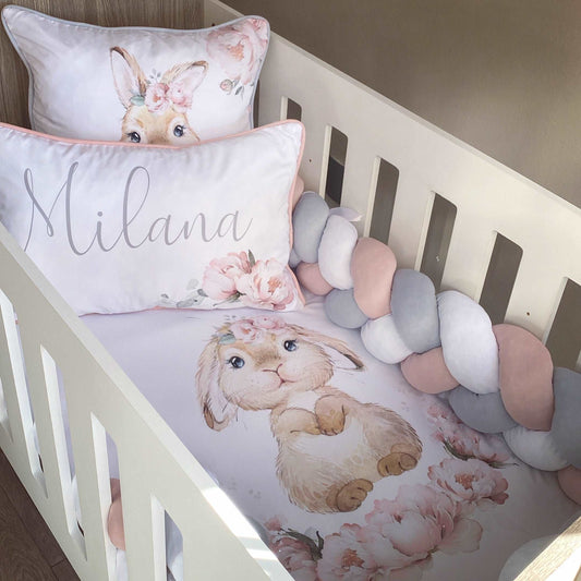 Cot Bedding - Grey Bunny Set 02